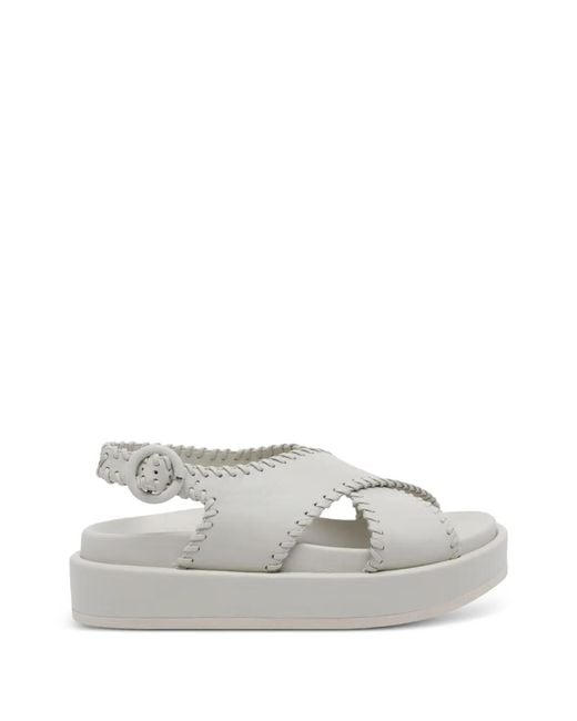 Paloma Barceló White Buckle Leather Sandals