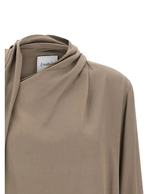 Nude Natural Draped Asymmetrical-Panel Blouse