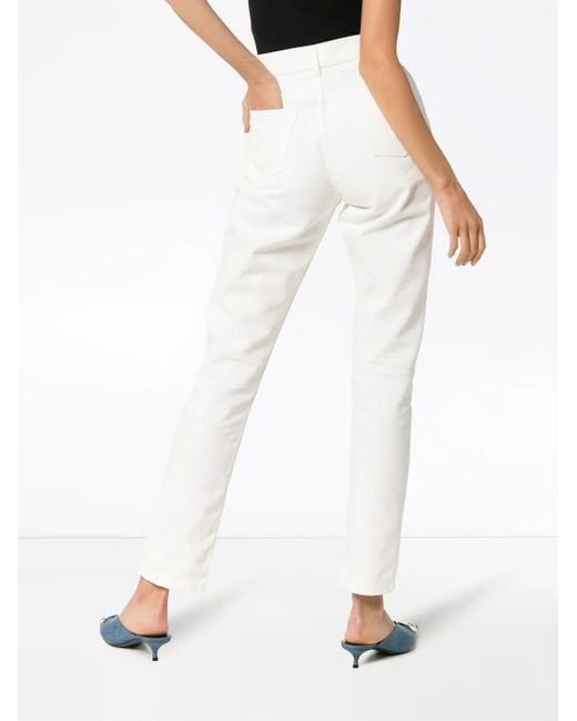 Balenciaga White High Waisted Slim Leg Jeans
