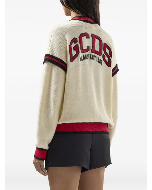Gcds Natural Logo-Print Cardigan