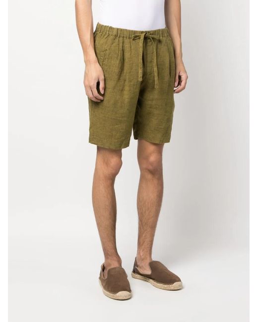 Massimo Alba Green Drawstring Linen Shorts for men
