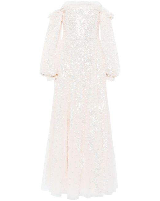 Needle & Thread White Confetti Gloss Abendkleid mit Pailletten