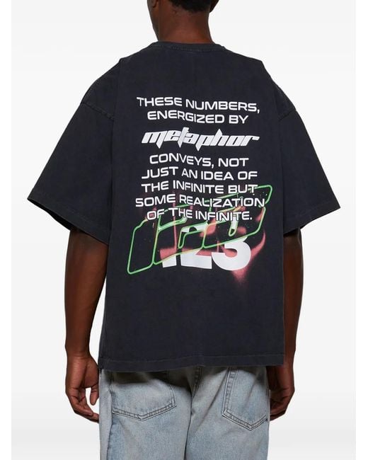 RRR123 Black Graphic-Print T-Shirt for men