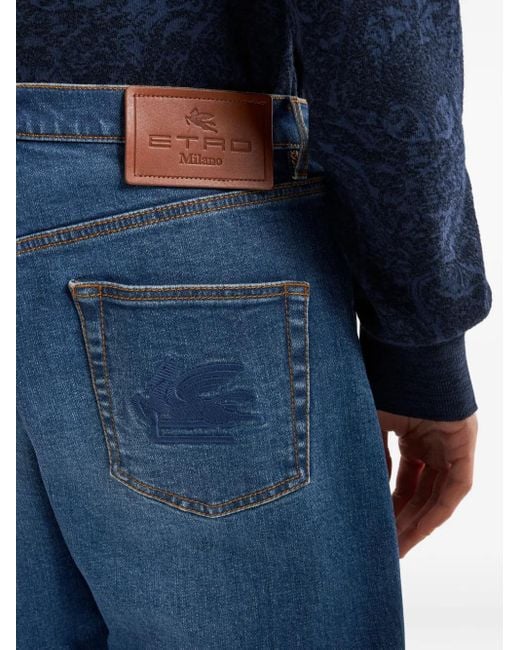 Etro Jeans Met Pegaso-Borduurwerk in het Blue voor heren
