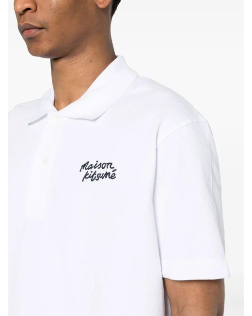 Maison Kitsuné White Printed Polo for men