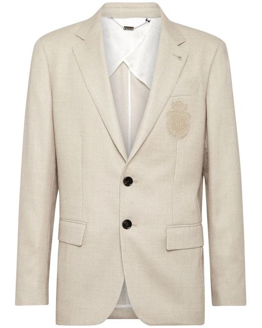 Billionaire Natural Logo-Patch Single-Breasted Blazer for men