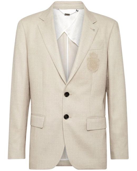 Billionaire Natural Logo-Patch Single-Breasted Blazer for men