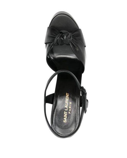 Saint Laurent 145Mm Leren Sandalen Met Plateauzool in het Black