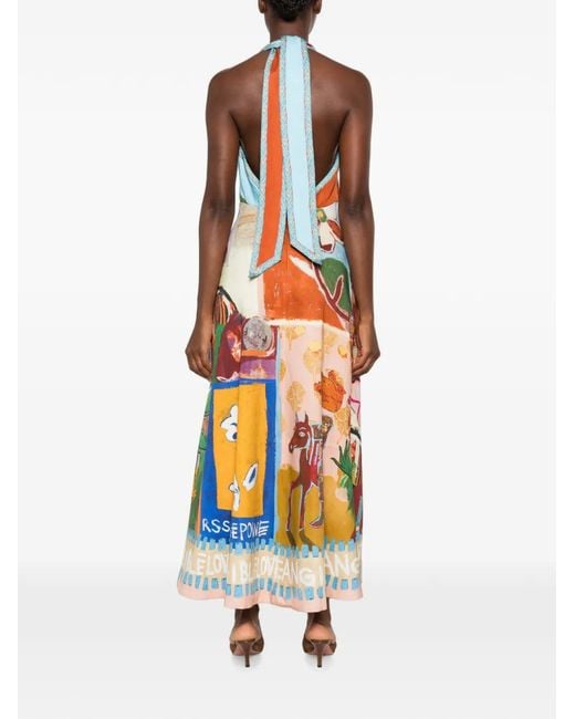 ALÉMAIS White Mlak Halterneck Maxi Dress
