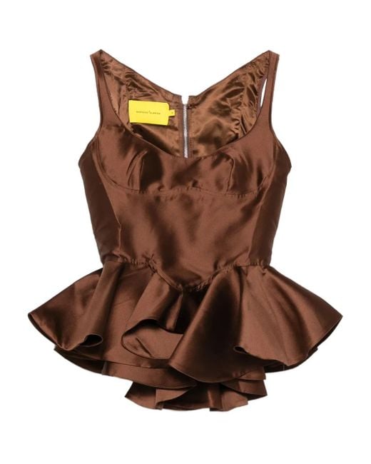 Marques'Almeida Brown Mikado Corsage mit Schößchen