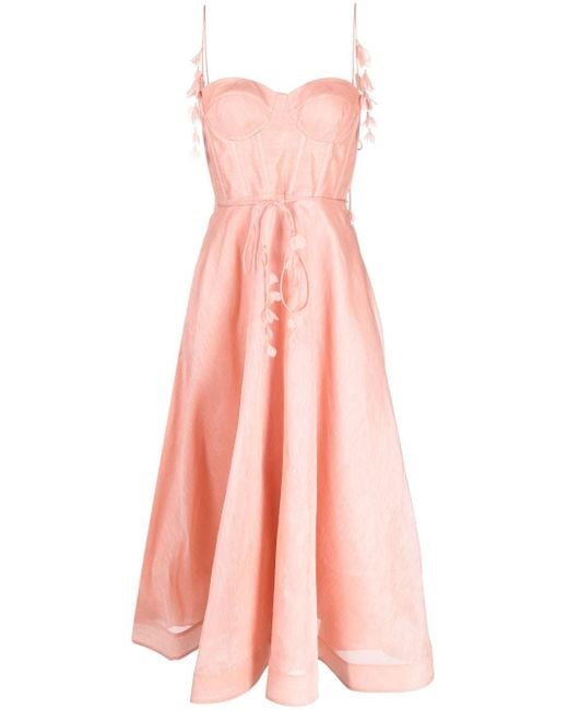 Zimmermann Pink Wonderland Floral-appliqué Midi Dress