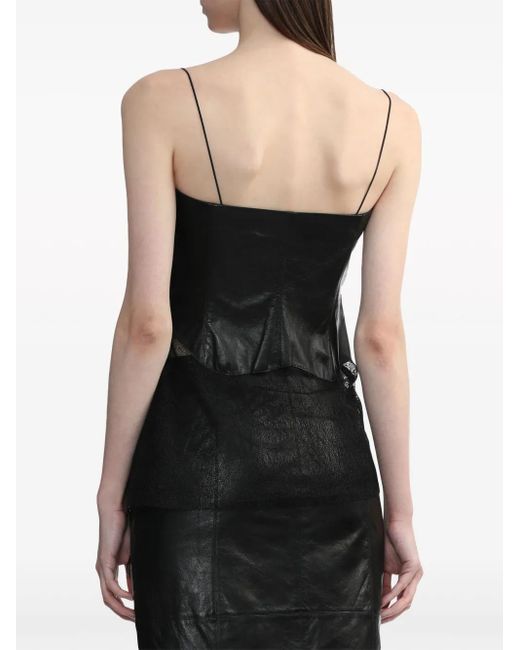 Helmut Lang Black Sheer Leather Top