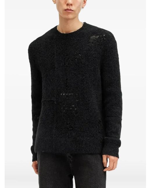メンズ AllSaints Hadwin ダメージ セーター Black