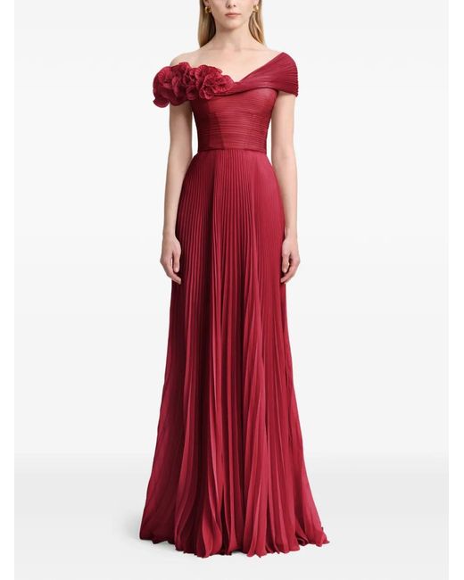 Gemy Maalouf Red Chiffon Corset Gown
