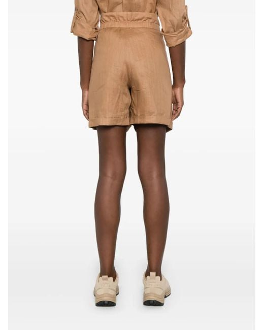 Boss Brown Drawstring Ramie Shorts