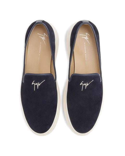 Giuseppe Zanotti Blue Mocassins Conley Signature En Velours for men