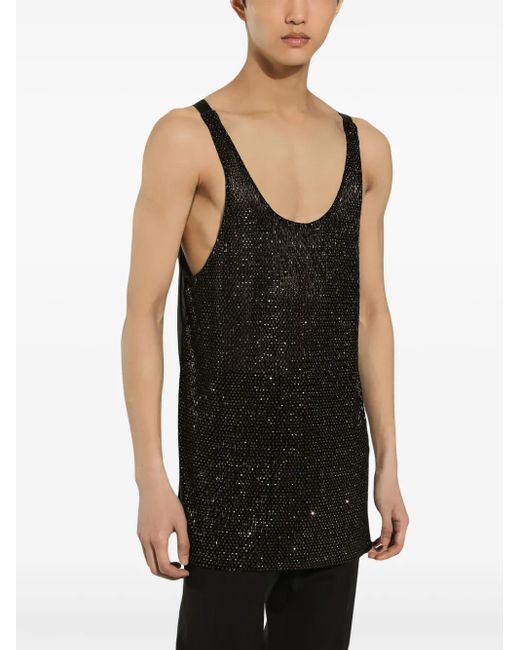 Dolce & Gabbana Black Satin Sleeveless Tank Top for men