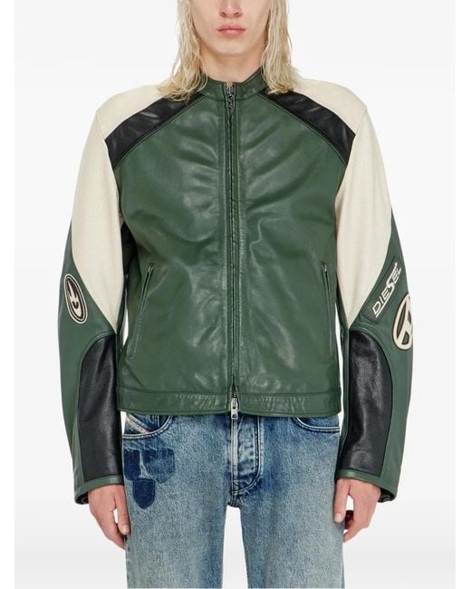 DIESEL Green Veste L-Ahti En Cuir for men