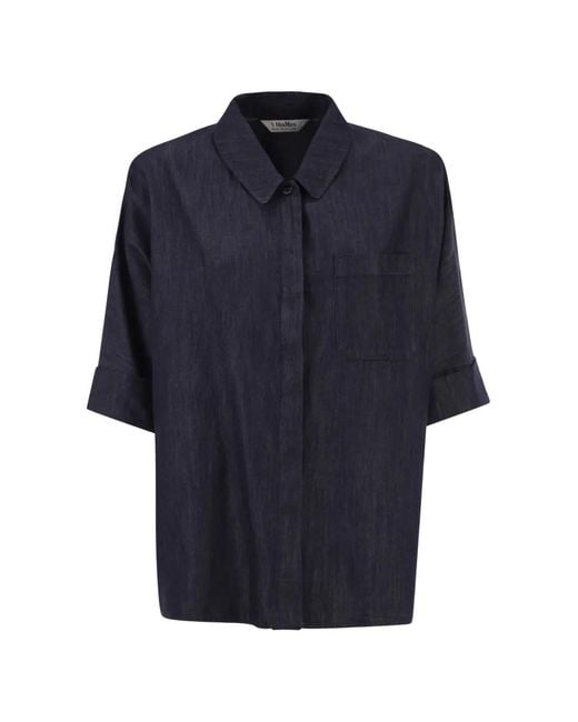 Max Mara Blue Short-Sleeve Denim Shirt