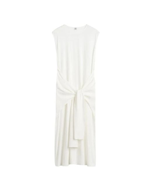 Totême White Tie-Waist Midi Dress