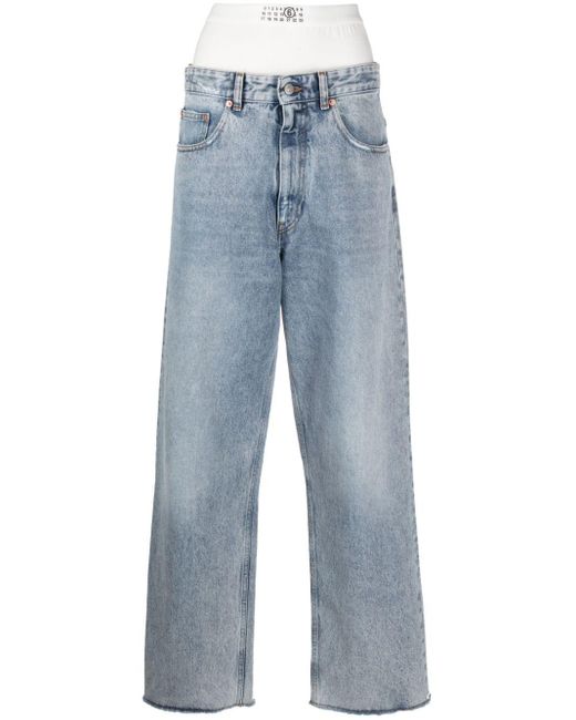 MM6 by Maison Martin Margiela Blue Weite Jeans im Layering-Look