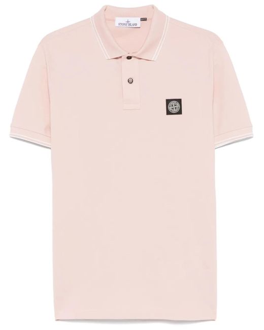 Stone Island Pink Cotton Polo With Short Sleeves for men