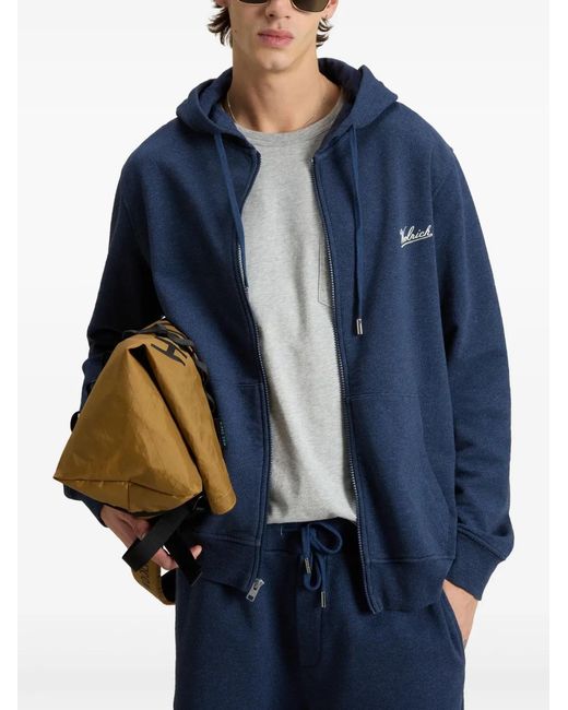 Woolrich Blue Cotton Hoodie With Zip for men