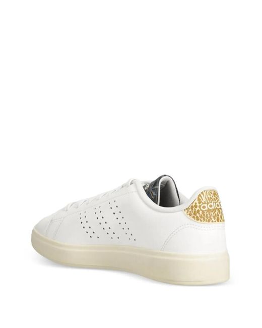 Adidas White Advantage 2.0 Perforated Patterned Sneakers