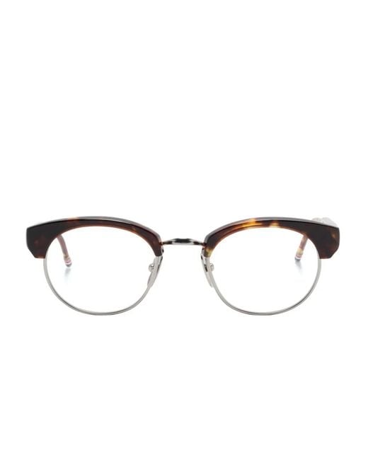 Thom Browne Brown Tortoiseshell-Effect Glasses