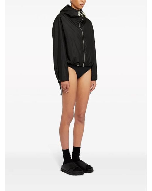 Jil Sander Black Crop Padded Jacket With Drawstring