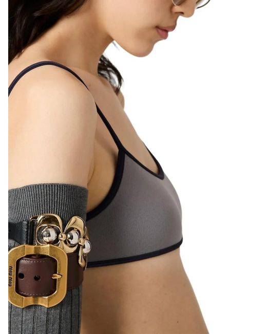 Miu Miu Gray Technical Knit Swimsuit