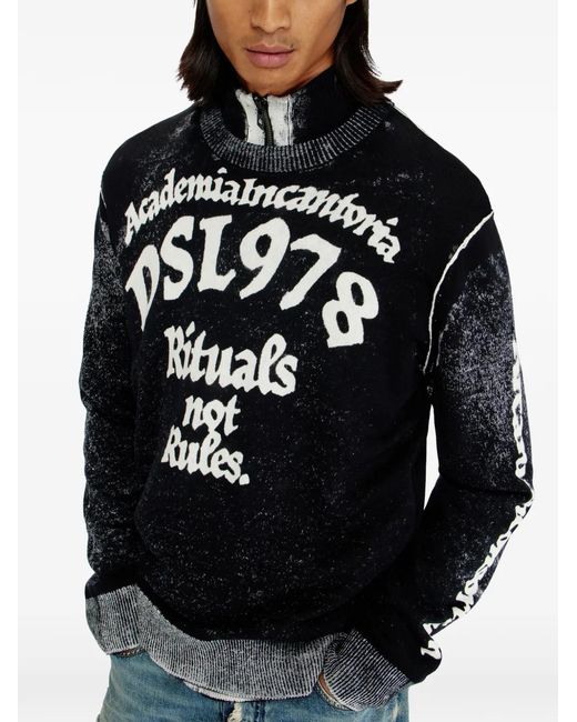 DIESEL Blue Logo-Print K-Lauti Sweater for men