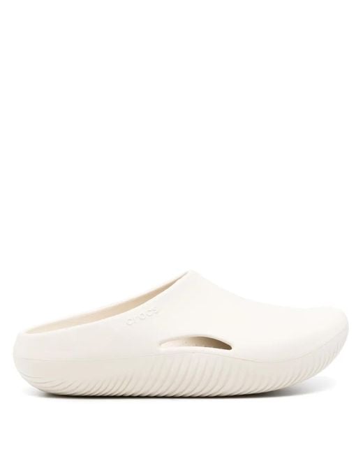CROCSTM White Logo-Embossed Round-Toe Slides