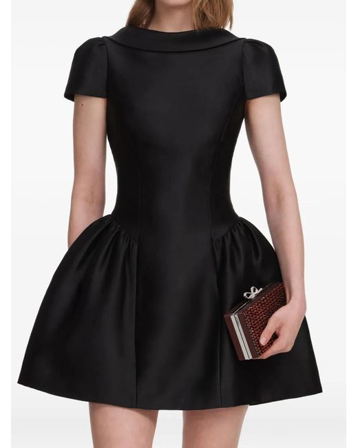Self-Portrait Black Taffeta Collared Mini Dress