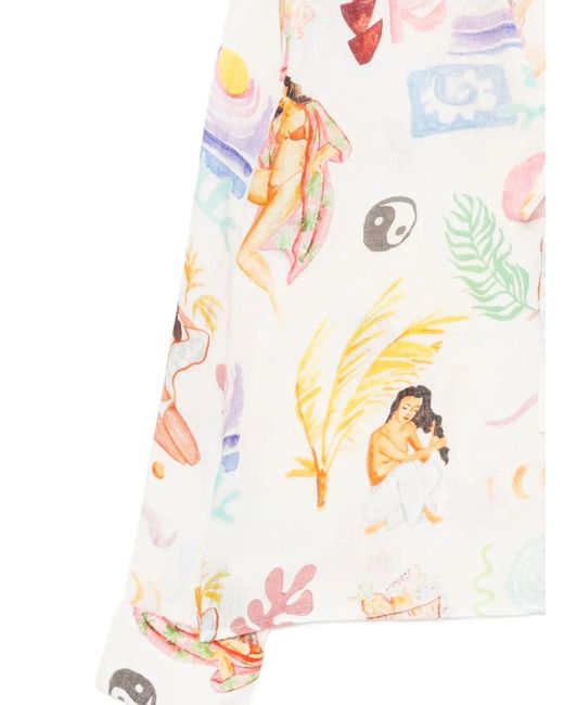 Rails White Motif Tropical Shirt