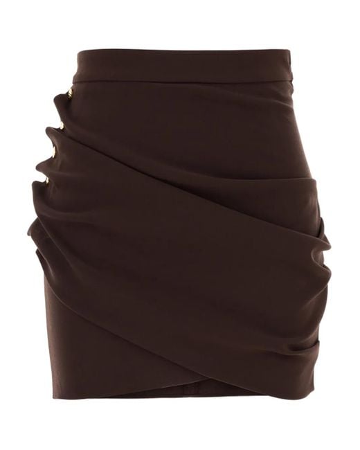 Elisabetta Franchi Brown Ruffled Miniskirt