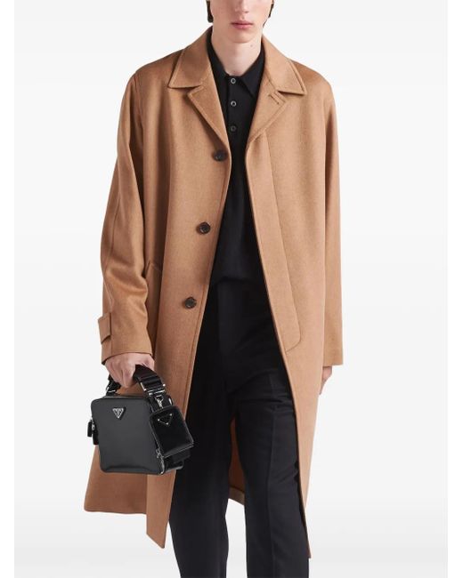 Prada Brown Single-Breasted Coat for men