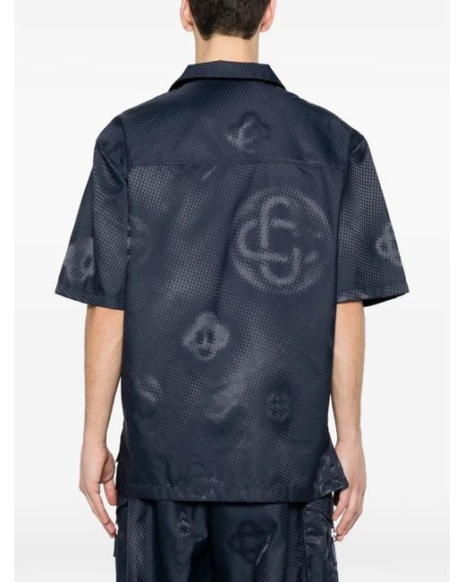 Casablanca Blue Half Tone Monogram Satin Shirt for men