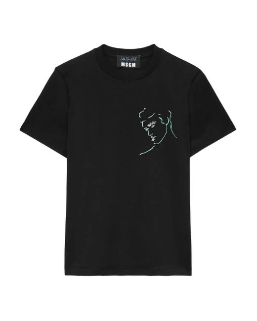 Camiseta con motivo bordado MSGM de color Black