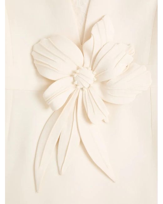 Valentino Garavani White Embroidered Crepe Couture Midi Dress