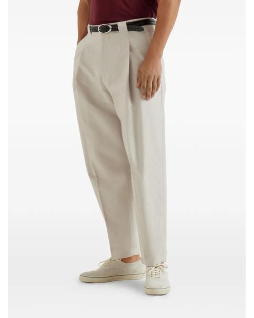 Brunello Cucinelli Natural Pleat Trousers for men
