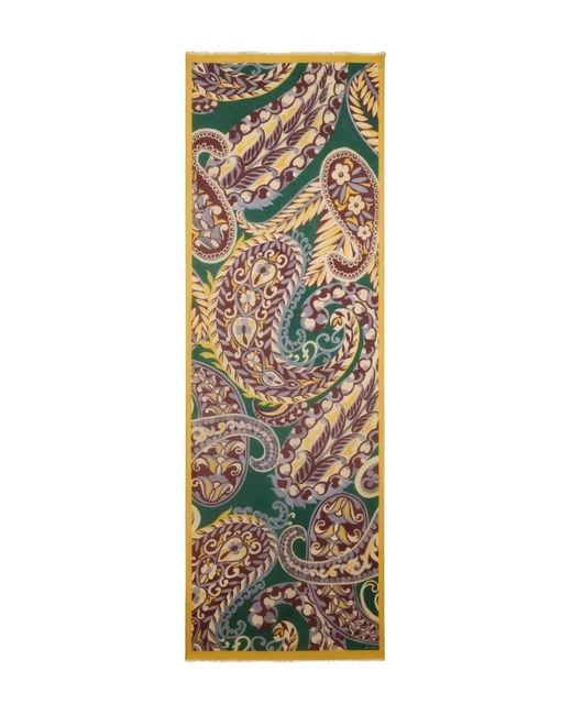 Etro Yellow Paisley Floral Scarf
