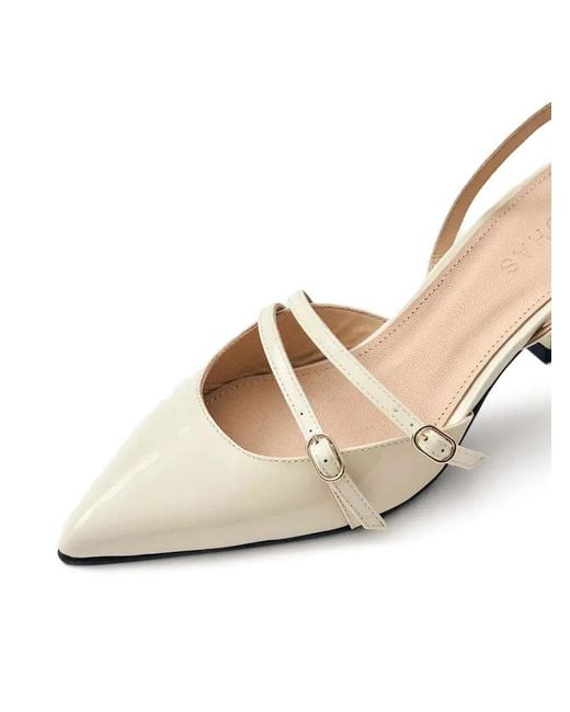 Alohas Natural Joelle Buckle-Detail Pointed-Toe Pumps