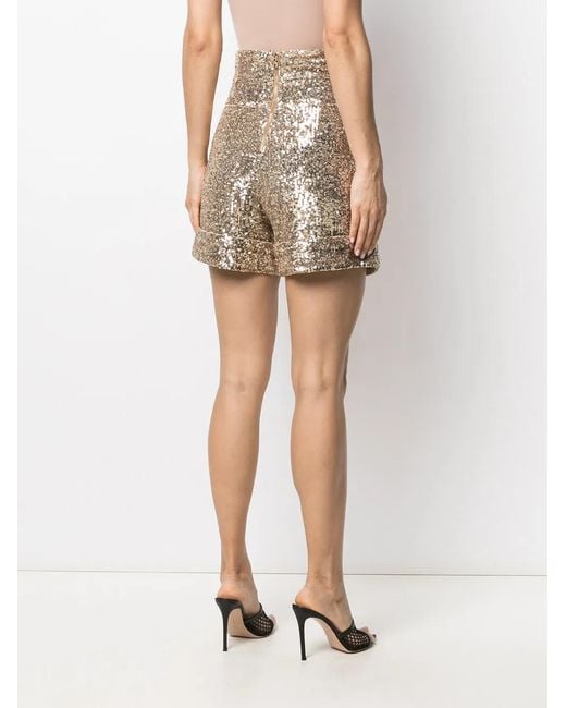 Balmain Natural High-Waisted Sequinned Shorts
