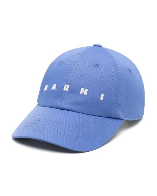 Marni Blue Baseball Hat With Embroidery for men