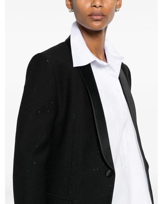 Santoni Black Blazer Brodé De Sequins À Col Châle