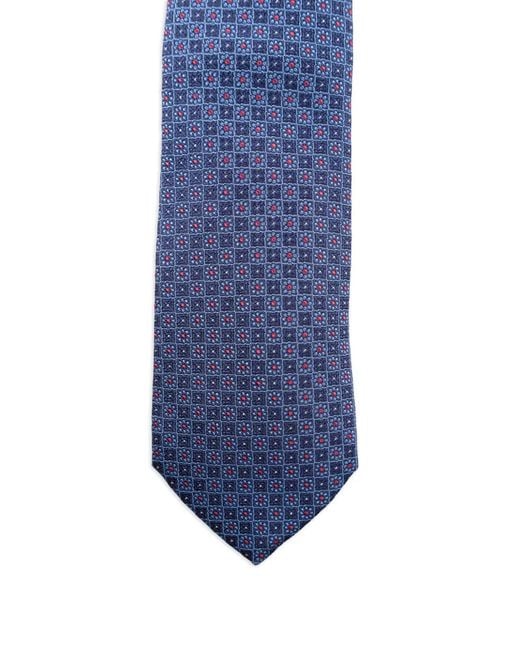 Etro Blue Jacquard Pattern Silk Tie for men