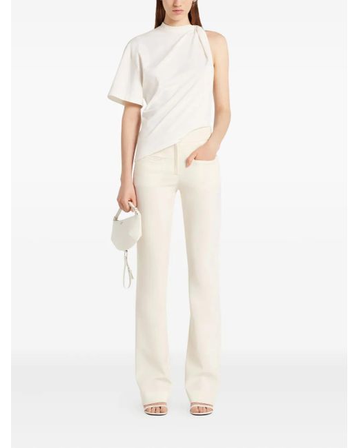 Courreges White Asymmetrical One-Shoulder T-Shirt