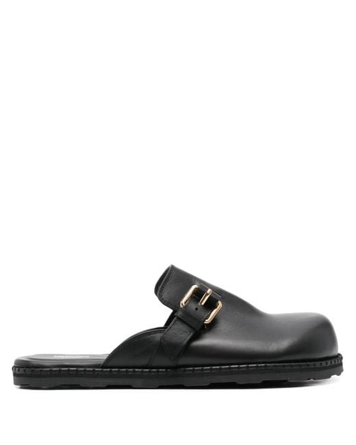メンズ Moschino レザー サンダル Black