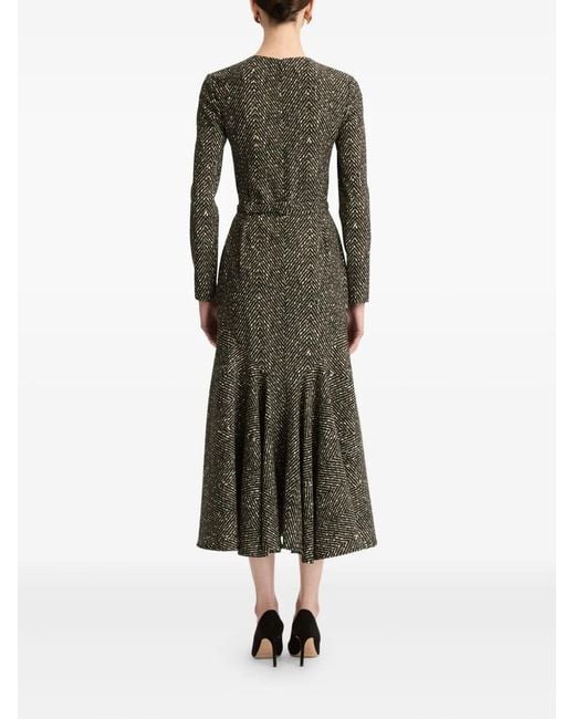 Oscar de la Renta Gray Heart Belt Midi Dress